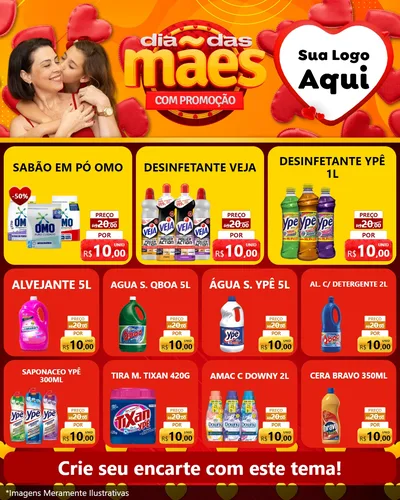 Modelo de Rede Social para Feed Instagram com o tema Dia das Mães com Promoção para Produtos de Limpeza