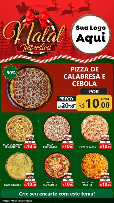 Modelo de Rede Social para Stories com o tema Natal Imperdível para Pizzaria