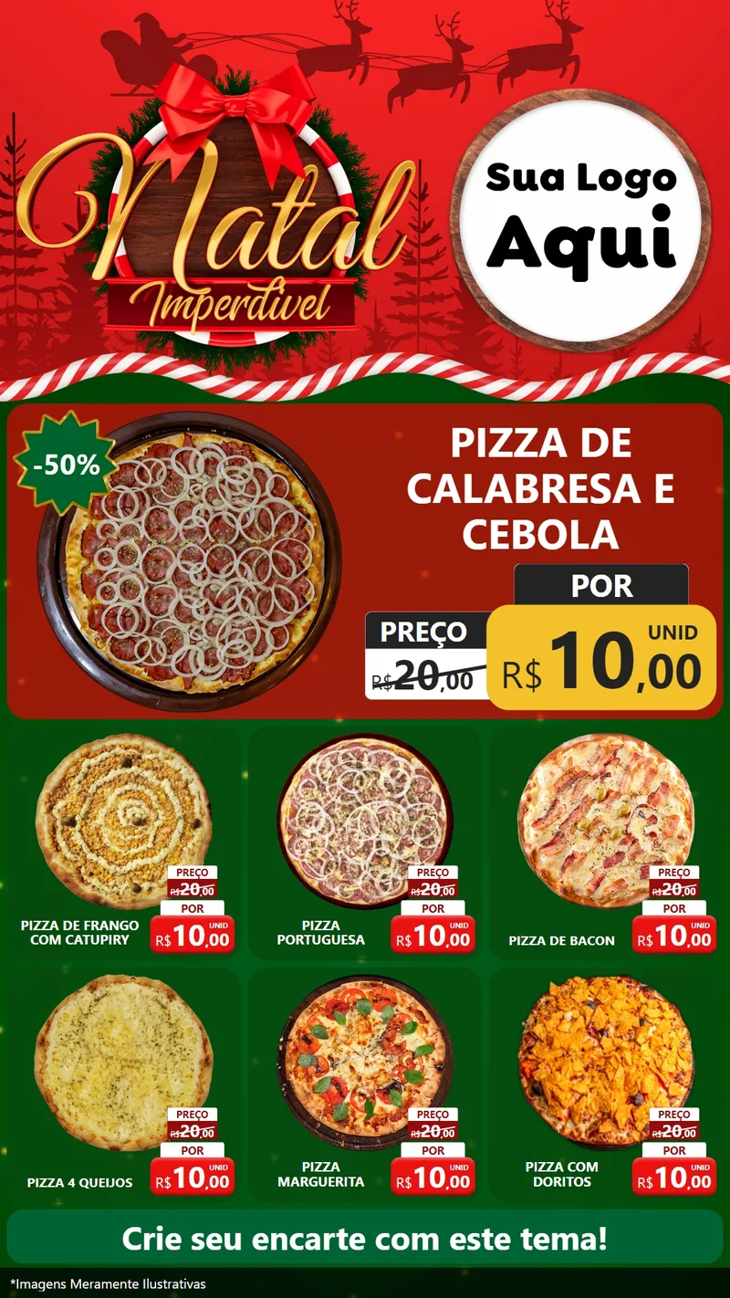 Modelo de Rede Social para Stories com o tema Natal Imperdível para Pizzaria