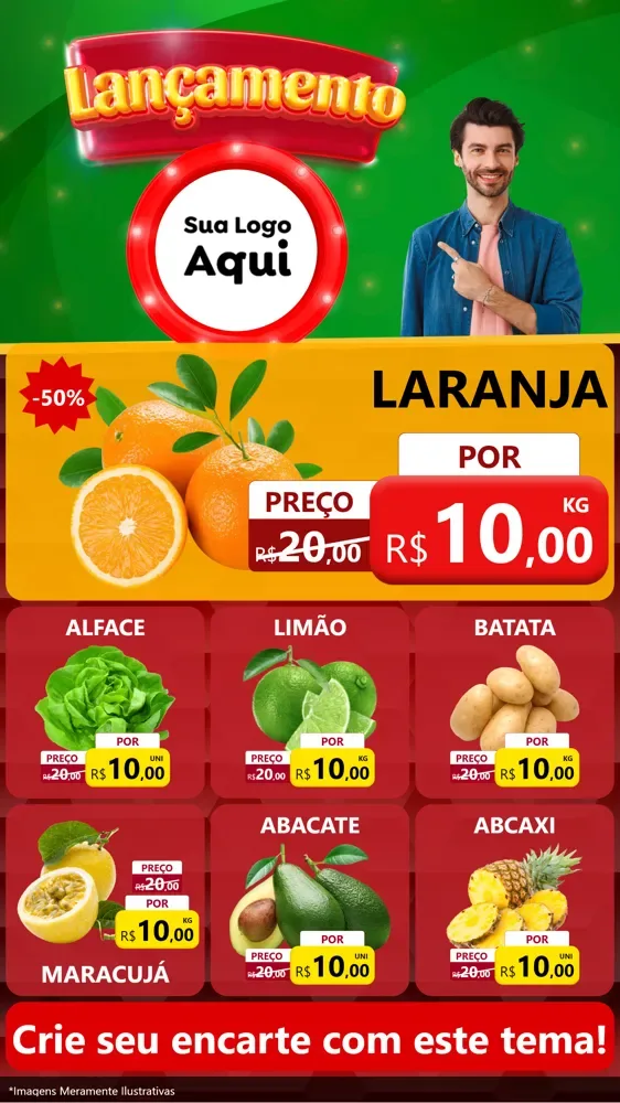Modelo de Rede Social para Stories com o tema Lançamento para Hortifrúti