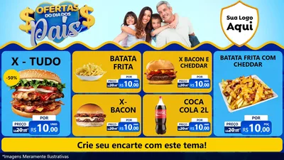Modelo de TV para TV Horizontal com o tema Ofertas do Dia dos Pais para Hamburgueria