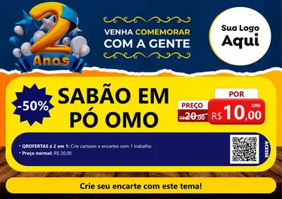 Modelo de Cartaz para Cartaz A4 Horizontal com o tema Aniversário de 2 anos para Produtos de Limpeza