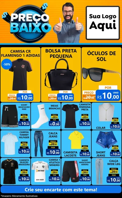 Modelo de Encarte para Encarte Grande com o tema Preço Baixo para Roupas e acessórios