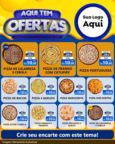 Modelo de Rede Social para Feed Instagram com o tema Aqui Tem Ofertas para Pizzaria