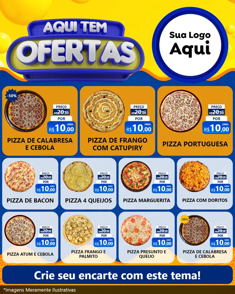 Modelo de Rede Social para Feed Instagram com o tema Aqui Tem Ofertas para Pizzaria