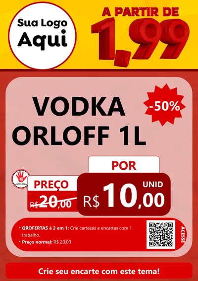Modelo de Cartaz para Cartaz A4 Vertical com o tema A Partir de Um e Noventa e Nove - 1,99 para Distribuidora de bebidas