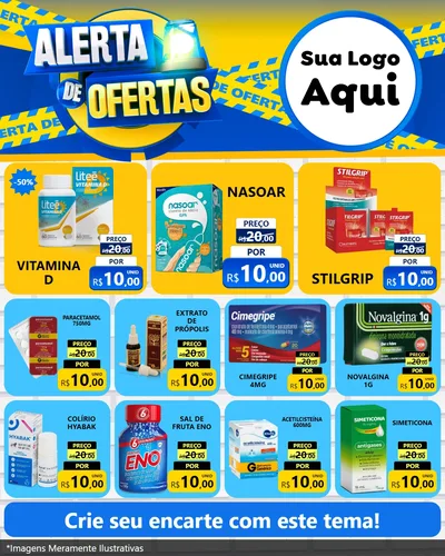 Modelo de Rede Social para Feed Instagram com o tema Alerta de Ofertas para Farmácia