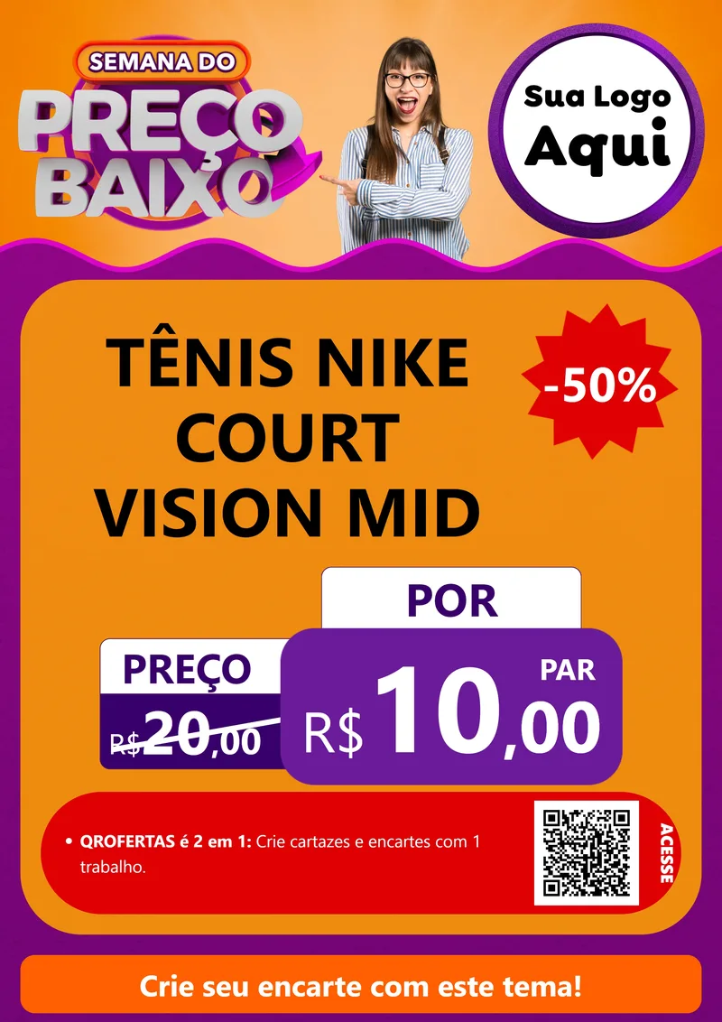 Modelo de Cartaz para Cartaz A4 Vertical com o tema Semana do Preço Baixo para Calçados