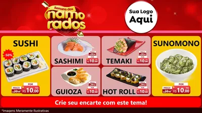Modelo de TV para TV Horizontal com o tema Semana dos namorados para Comida japonesa