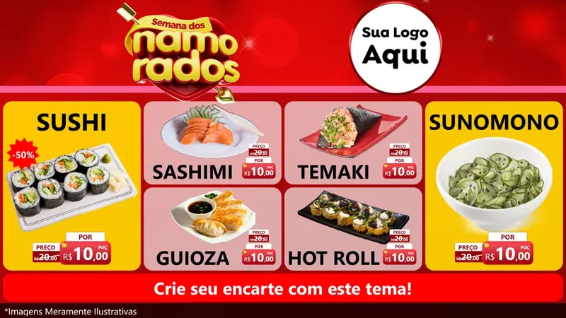 Modelo de TV para TV Horizontal com o tema Semana dos namorados para Comida japonesa