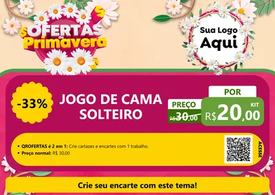 Modelo de Cartaz para Cartaz A4 Horizontal com o tema Ofertas de Primavera para Cama, Mesa e Banho