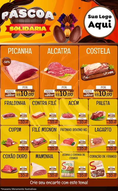 Modelo de Encarte para Encarte Grande com o tema Páscoa Solidária para Açougue