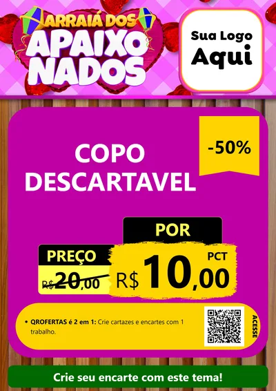 Modelo de Cartaz para Cartaz A4 Vertical com o tema Arraiá dos Apaixonados para Embalagens