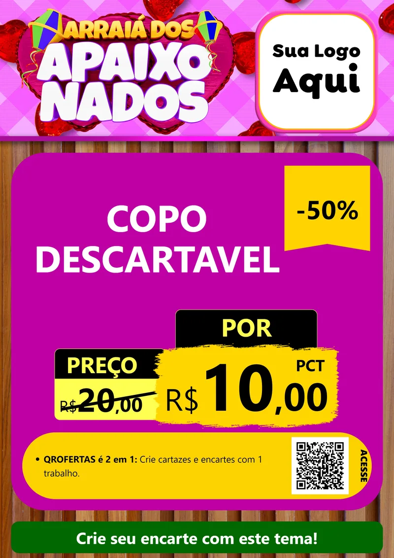 Modelo de Cartaz para Cartaz A4 Vertical com o tema Arraiá dos Apaixonados para Embalagens