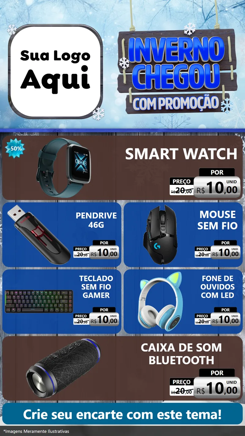 Modelo de TV para TV Vertical com o tema Inverno Chegou Com Promoção para Informática
