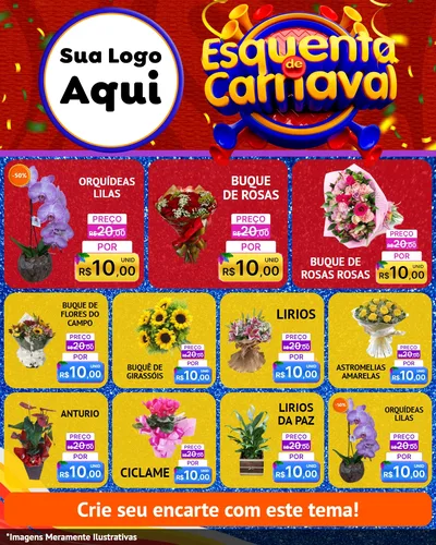 Modelo de Rede Social para Feed Instagram com o tema Esquenta de Carnaval para Floricultura e jardim