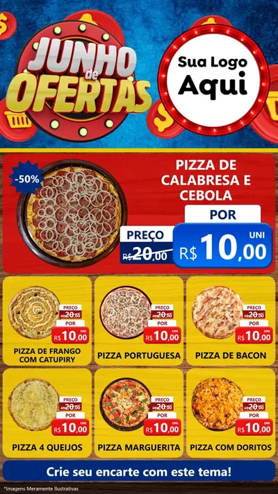 Modelo de Rede Social para Stories com o tema Junho de Ofertas para Pizzaria