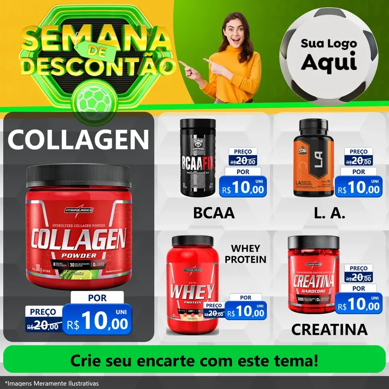 Modelo de Rede Social para Feed Facebook com o tema Semana de Descontão - Copa para Suplementos alimentares