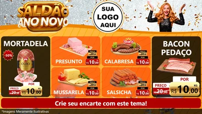 Modelo de TV para TV Horizontal com o tema Saldão de Ano Novo para Frios e Laticínios
