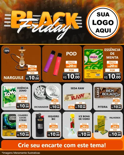 Modelo de Rede Social para Feed Instagram com o tema Black Friday para Tabacaria