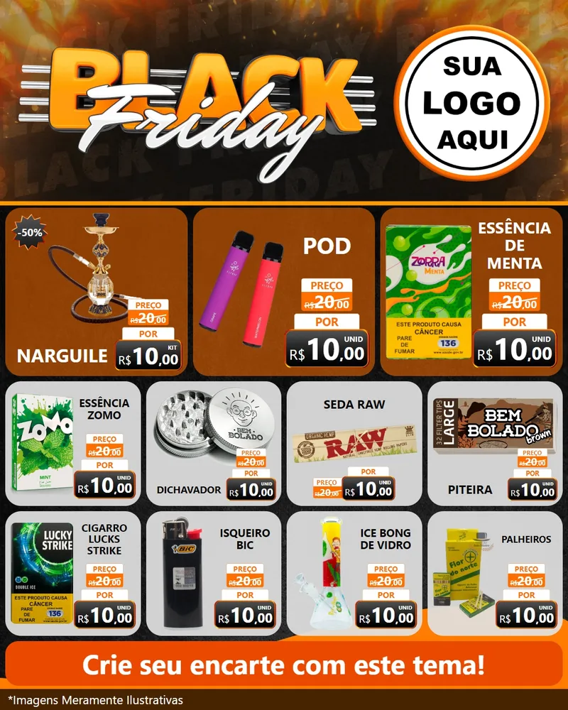 Modelo de Rede Social para Feed Instagram com o tema Black Friday para Tabacaria