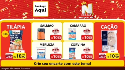 Modelo de TV para TV Horizontal com o tema Dia N o Dia Mais Barato do Mês para Peixaria