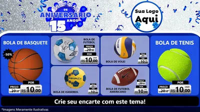 Modelo de TV para TV Horizontal com o tema Promoção de Aniversário - 15 Anos para Artigos Esportivos