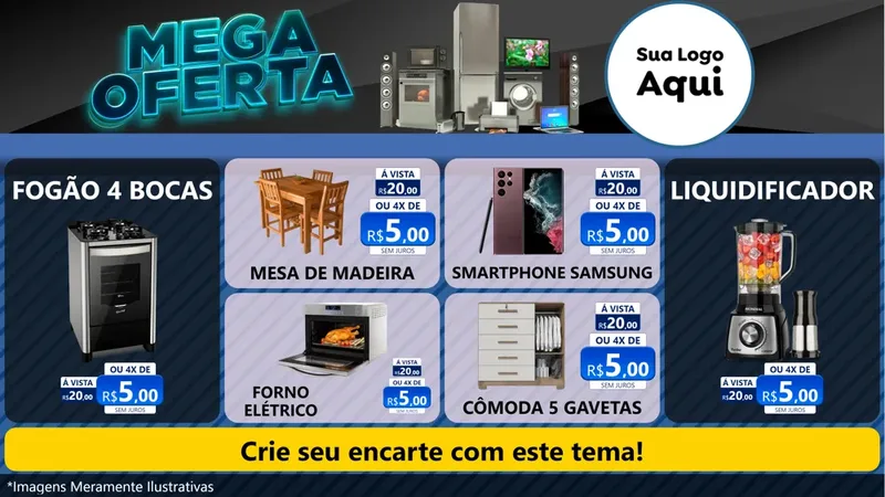 Modelo de TV para TV Horizontal com o tema Mega Oferta - Eletro para Móveis e Eletro