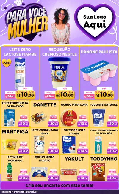 Modelo de Encarte para Encarte Grande com o tema Para Você, Mulher para Frios e Laticínios