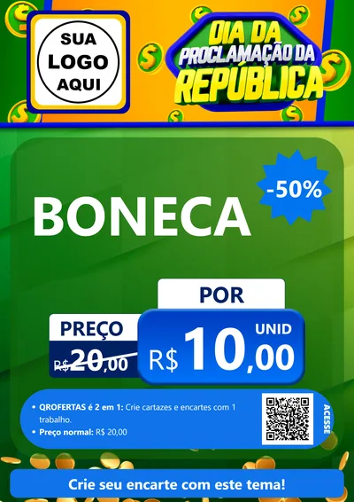 Modelo de Cartaz para Cartaz A4 Vertical com o tema Dia Da Proclamação da República para Brinquedos