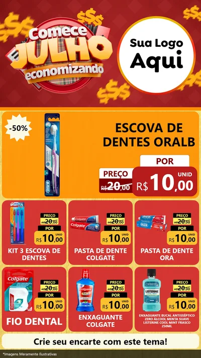 Modelo de Rede Social para Stories com o tema Comece Julho Economizando para Higiene Pessoal