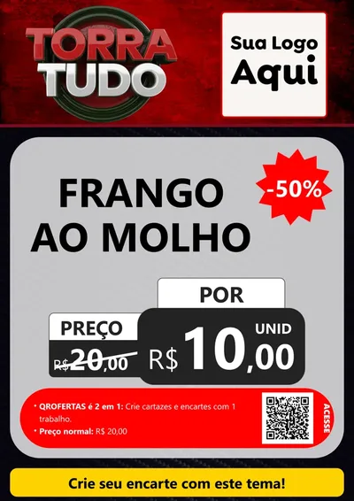 Modelo de Cartaz para Cartaz A4 Vertical com o tema Torra Tudo para Restaurante