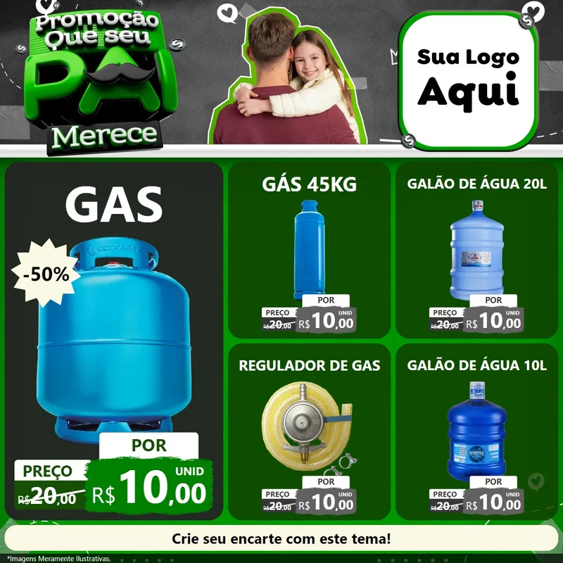 Modelo de Rede Social para Feed Facebook com o tema Promoção Que seu Pai Merece para Água e gás