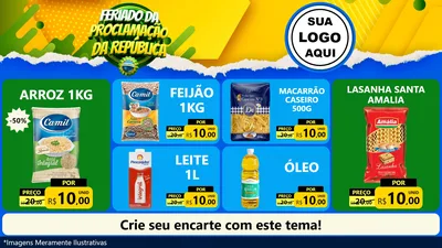 Modelo de TV para TV Horizontal com o tema Feriado da Proclamação da República para Supermercado