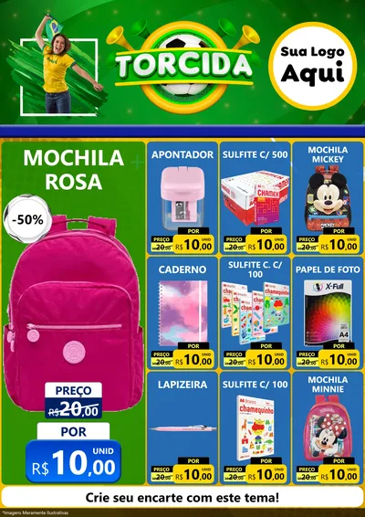 Modelo de Encarte para Encarte A4 Vertical com o tema Torcida para Papelaria