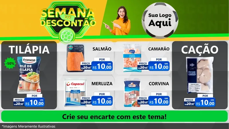 Modelo de TV para TV Horizontal com o tema Semana de Descontão - Copa para Peixaria