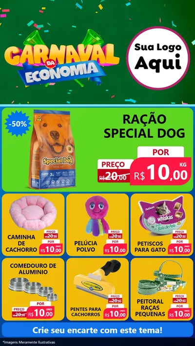 Modelo de Rede Social para Stories com o tema Carnaval da Economia para Pet Shop