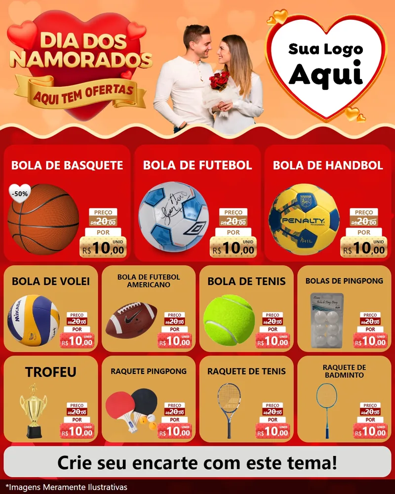 Modelo de Rede Social para Feed Instagram com o tema Dia dos Namorados - Aqui Tem Ofertas para Artigos Esportivos