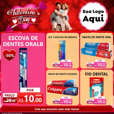 Modelo de Rede Social para Feed Facebook com o tema Valentine's Day para Higiene Pessoal