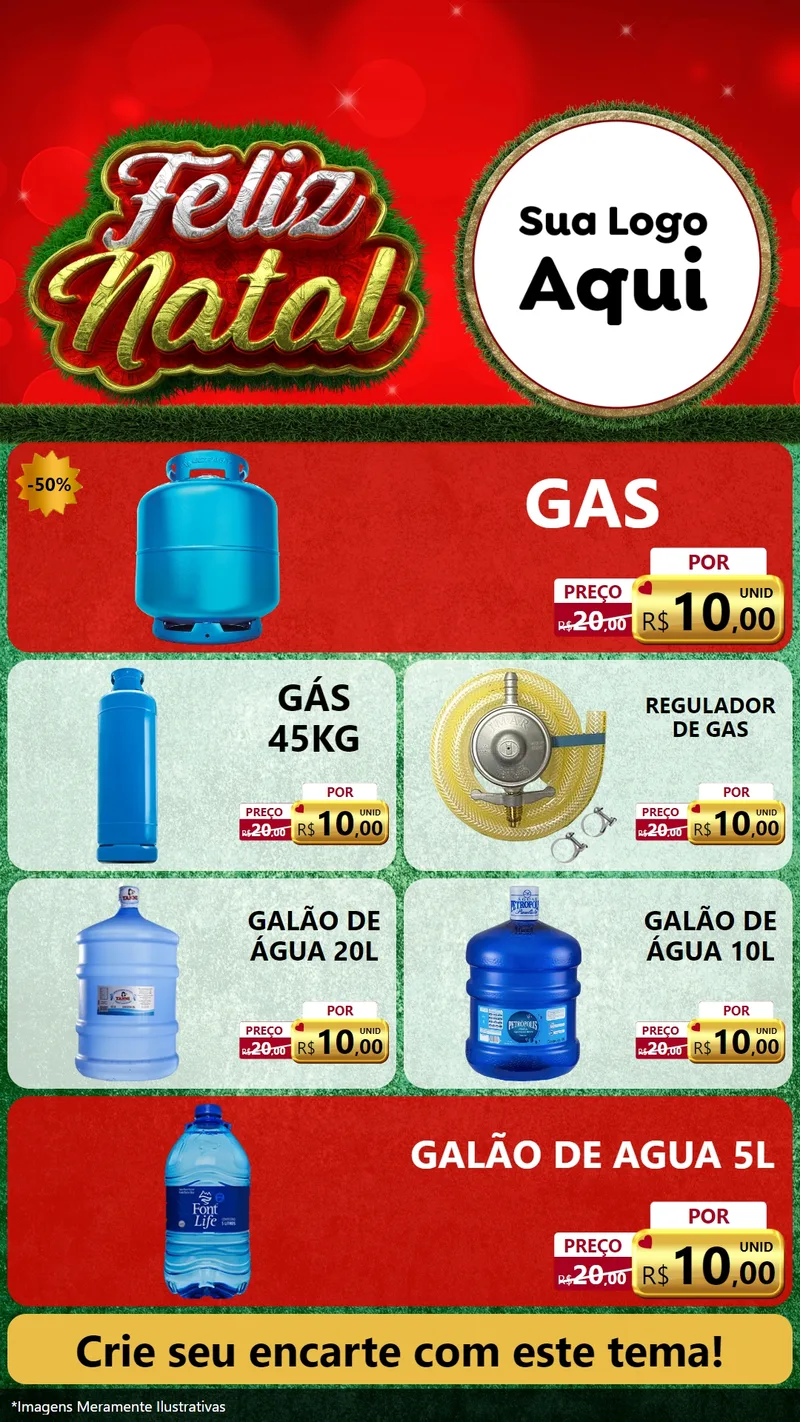 Modelo de TV para TV Vertical com o tema Feliz Natal para Água e gás