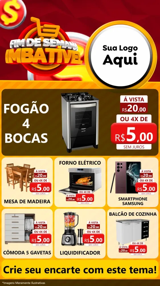Modelo de Rede Social para Stories com o tema Fim de Semana Imbatível para Móveis e Eletro