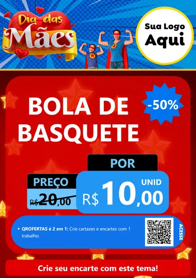 Modelo de Cartaz para Cartaz A4 Vertical com o tema Dia das Mães para Artigos Esportivos