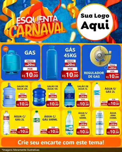 Modelo de Rede Social para Feed Instagram com o tema Esquenta de Carnaval para Água e gás