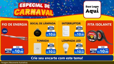 Modelo de TV para TV Horizontal com o tema Especial de Carnaval para Materiais Elétricos