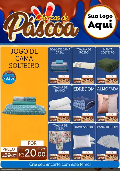 Modelo de Encarte para Encarte A4 Vertical com o tema Ofertas de Páscoa para Cama, Mesa e Banho