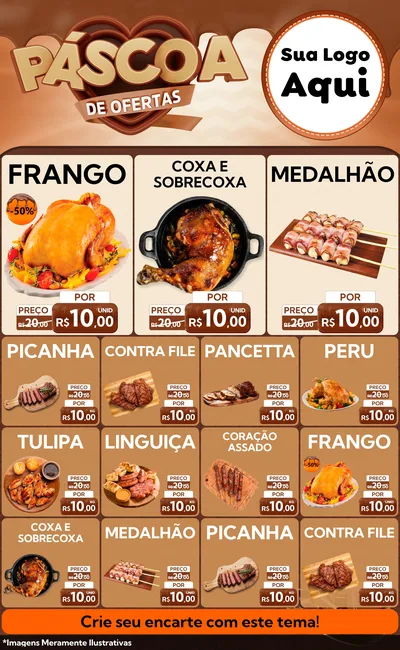 Modelo de Encarte para Encarte Grande com o tema Páscoa de Ofertas para Assados