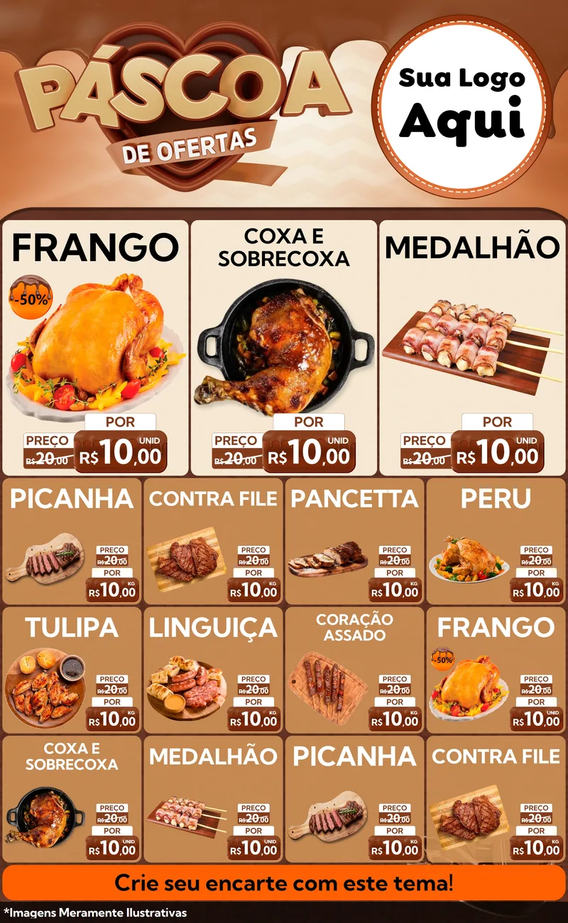 Modelo de Encarte para Encarte Grande com o tema Páscoa de Ofertas para Assados