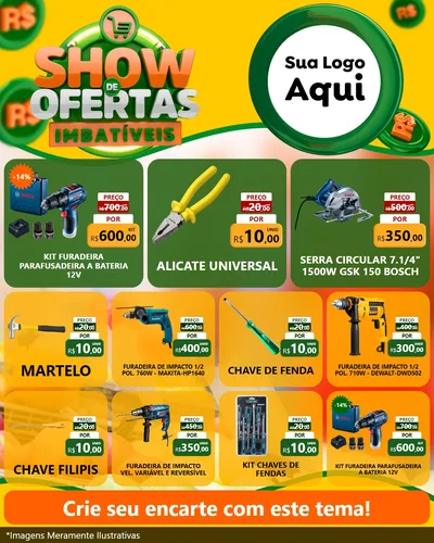 Modelo de Rede Social para Feed Instagram com o tema Show de Ofertas Imbatíveis para Maquinas e Ferramentas