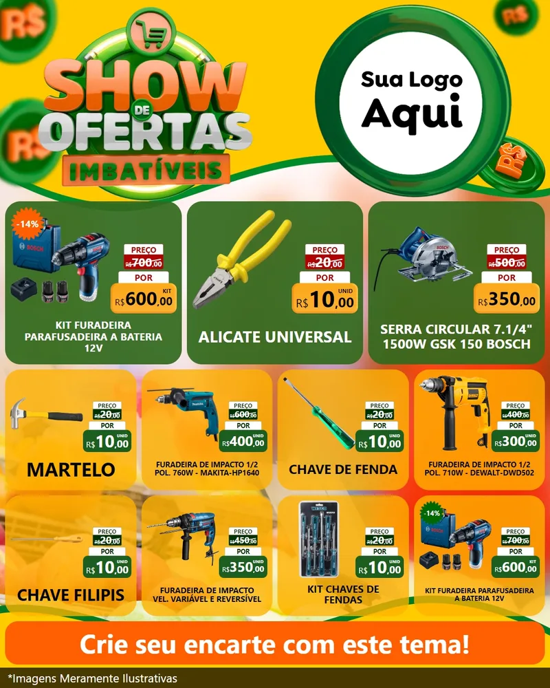 Modelo de Rede Social para Feed Instagram com o tema Show de Ofertas Imbatíveis para Maquinas e Ferramentas