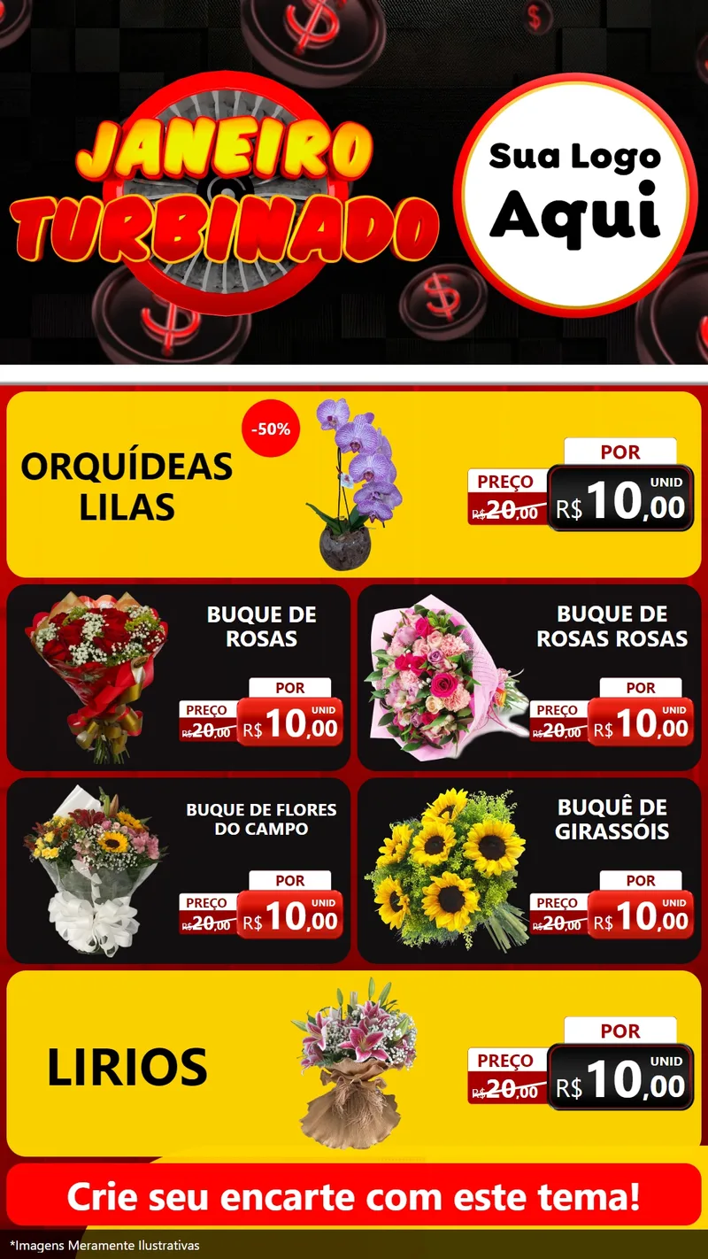 Modelo de TV para TV Vertical com o tema Janeiro Turbinado para Floricultura e jardim